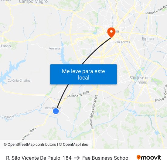 R. São Vicente De Paulo, 184 to Fae Business School map