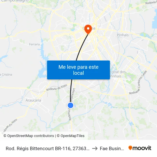 Rod. Régis Bittencourt BR-116, 27363 (Copel Subestação Umbará) to Fae Business School map