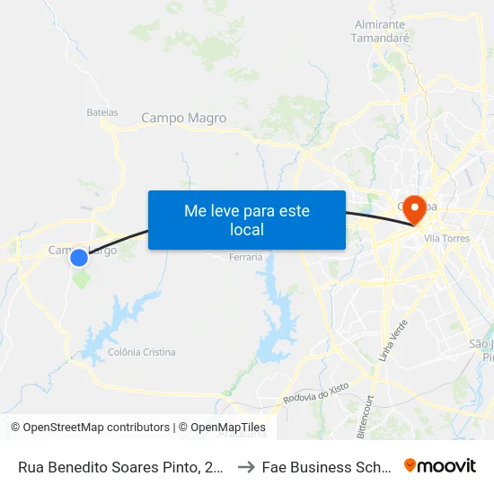 Rua Benedito Soares Pinto, 2119 to Fae Business School map