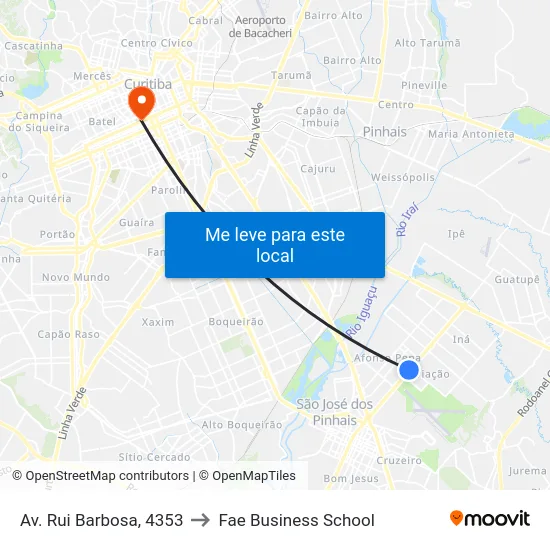 Av. Rui Barbosa, 4353 to Fae Business School map