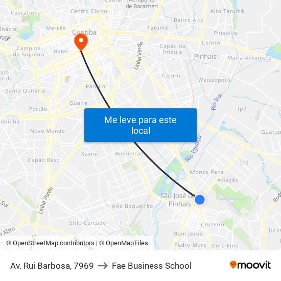 Av. Rui Barbosa, 7969 to Fae Business School map