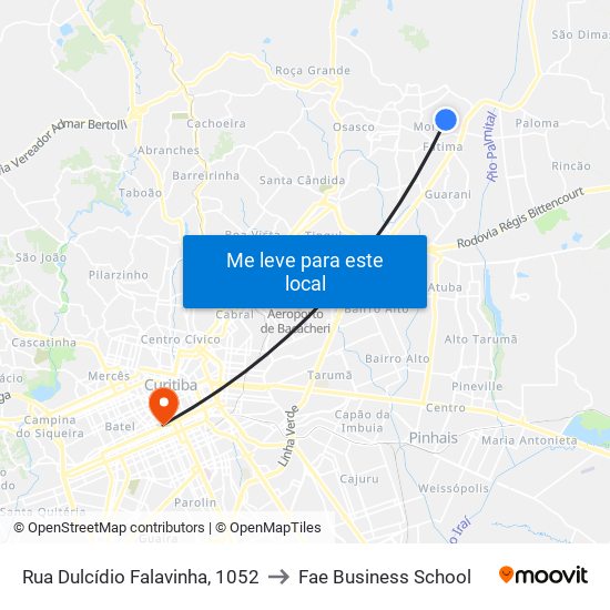 Rua Dulcídio Falavinha, 1052 to Fae Business School map