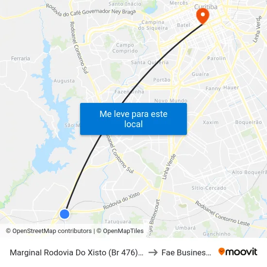 Marginal Rodovia Do Xisto (Br 476) - Trevo Petrobras to Fae Business School map