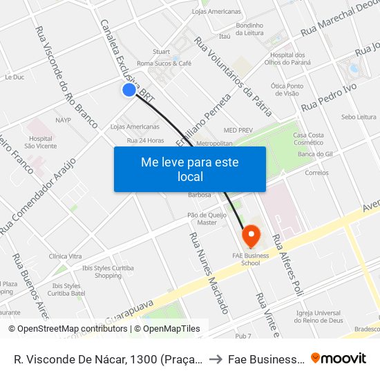 R. Visconde De Nácar, 1300 (Praça General Osório) to Fae Business School map