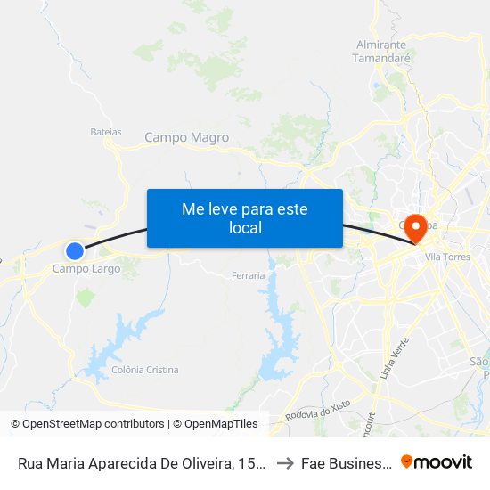 Rua Maria Aparecida De Oliveira, 154  - Hospital Do Rocio to Fae Business School map