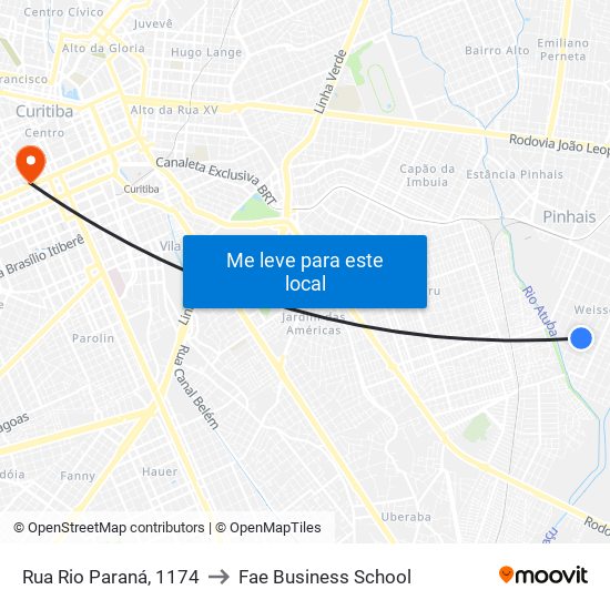 Rua Rio Paraná, 1174 to Fae Business School map