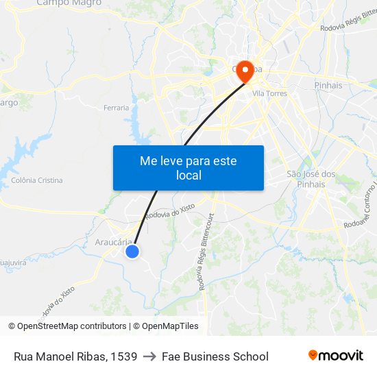 Rua Manoel Ribas, 1539 to Fae Business School map