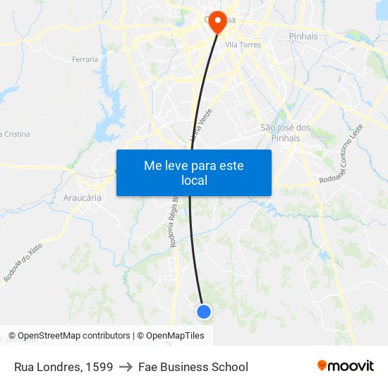 Rua Londres, 1599 to Fae Business School map