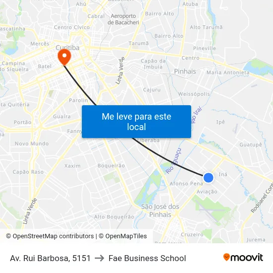 Av. Rui Barbosa, 5151 to Fae Business School map