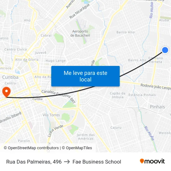 Rua Das Palmeiras, 496 to Fae Business School map