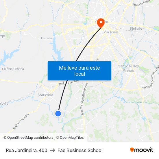 Rua Jardineira, 400 to Fae Business School map