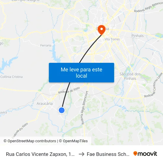 Rua Carlos Vicente Zapxon, 1338 to Fae Business School map