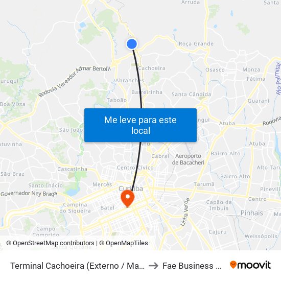 Terminal Cachoeira (Externo / Madrugueiro) to Fae Business School map
