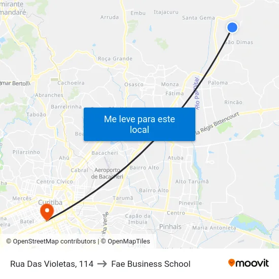 Rua Das Violetas, 114 to Fae Business School map
