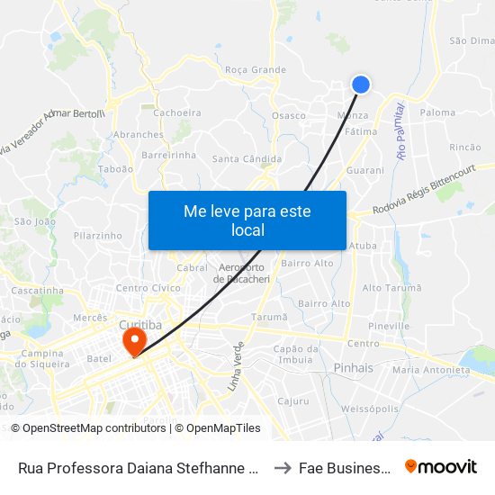 Rua Professora Daiana Stefhanne Da Costa Silva, 22 to Fae Business School map