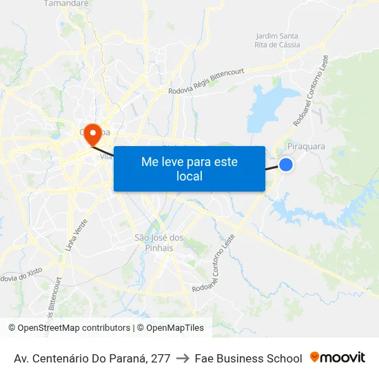 Av. Centenário Do Paraná, 277 to Fae Business School map