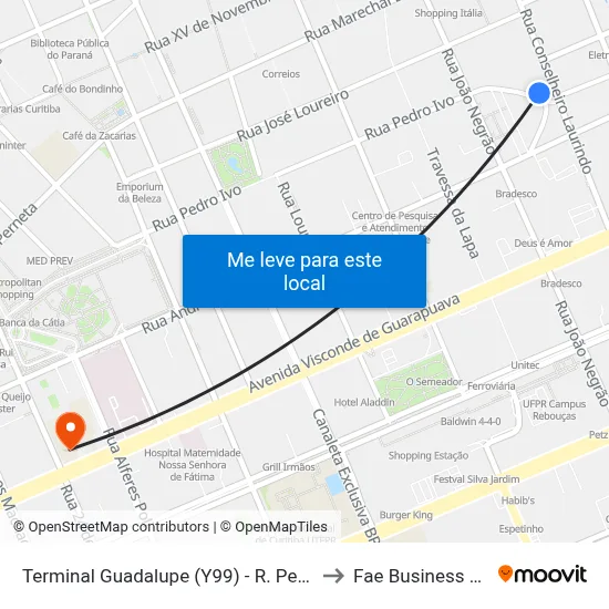 Terminal Guadalupe (Y99) - R. Pedro Ivo, 971 to Fae Business School map