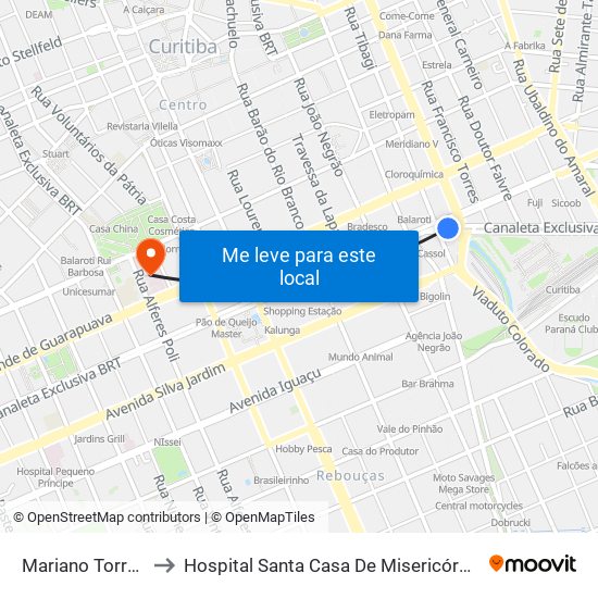 Mariano Torres to Hospital Santa Casa De Misericórdia map