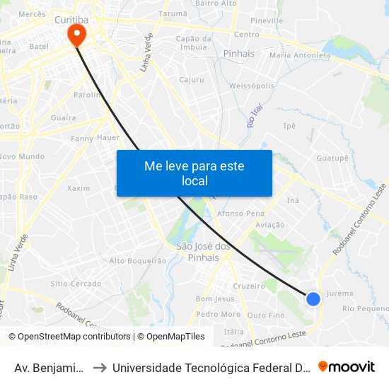 Av. Benjamin Possebon, 567 to Universidade Tecnológica Federal Do Paraná - Campus Curitiba - Sede Centro map