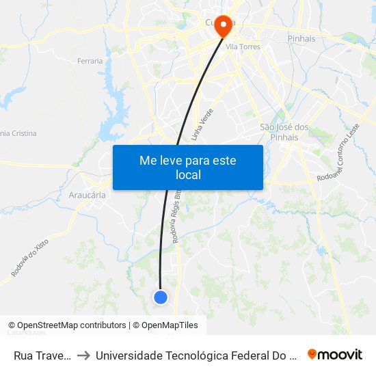 Rua Travessa Pien, 56 to Universidade Tecnológica Federal Do Paraná - Campus Curitiba - Sede Centro map