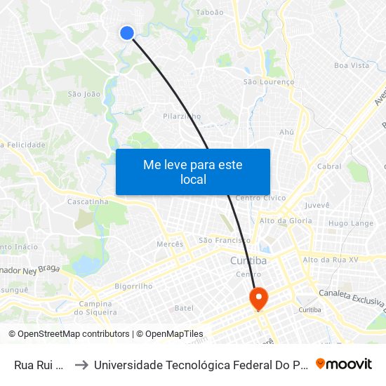 Rua Rui Barbosa, 10 to Universidade Tecnológica Federal Do Paraná - Campus Curitiba - Sede Centro map