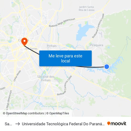 Sanepar to Universidade Tecnológica Federal Do Paraná - Campus Curitiba - Sede Centro map
