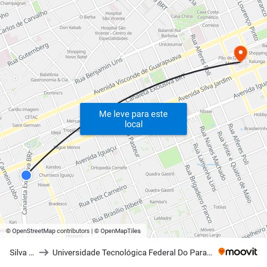 Silva Jardim to Universidade Tecnológica Federal Do Paraná - Campus Curitiba - Sede Centro map
