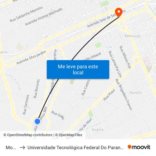 Morretes to Universidade Tecnológica Federal Do Paraná - Campus Curitiba - Sede Centro map