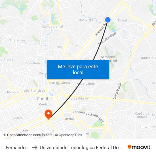 Fernando De Noronha to Universidade Tecnológica Federal Do Paraná - Campus Curitiba - Sede Centro map