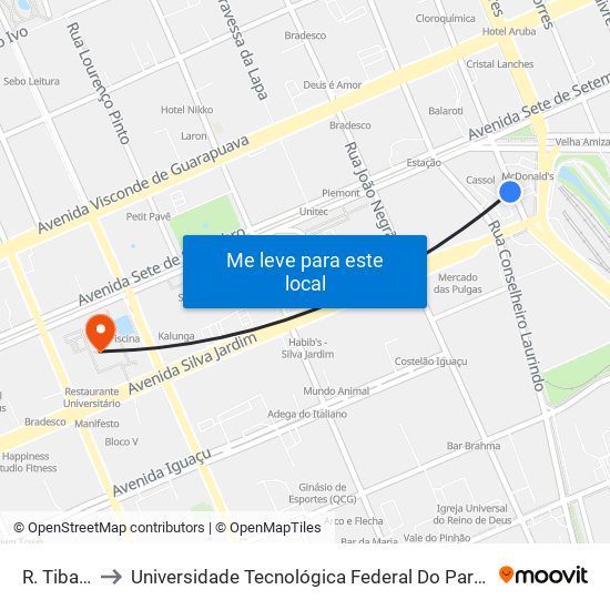 R. Tibagi, 1064 to Universidade Tecnológica Federal Do Paraná - Campus Curitiba - Sede Centro map