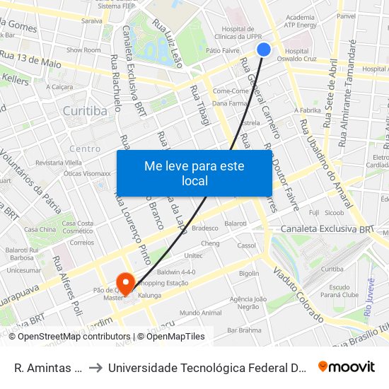 R. Amintas De Barros, 500 to Universidade Tecnológica Federal Do Paraná - Campus Curitiba - Sede Centro map