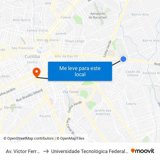 Av. Victor Ferreira Do Amaral, 2229 to Universidade Tecnológica Federal Do Paraná - Campus Curitiba - Sede Centro map