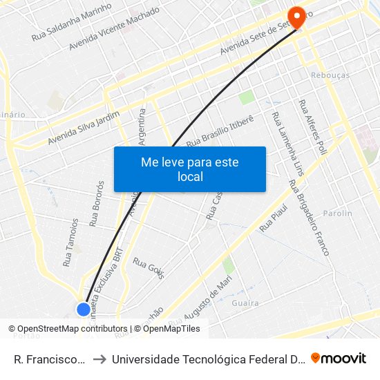 R. Francisco Frischmann, 820 to Universidade Tecnológica Federal Do Paraná - Campus Curitiba - Sede Centro map