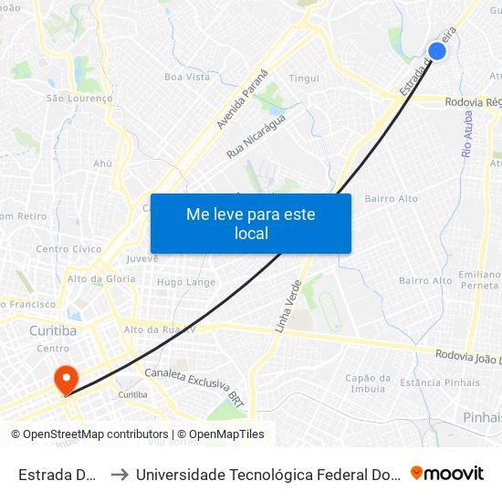 Estrada Da Ribeira, 1127 to Universidade Tecnológica Federal Do Paraná - Campus Curitiba - Sede Centro map