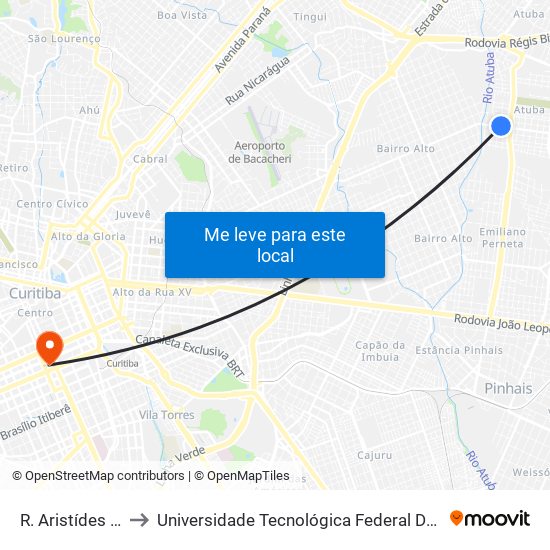 R. Aristídes De Oliveira, 760 to Universidade Tecnológica Federal Do Paraná - Campus Curitiba - Sede Centro map