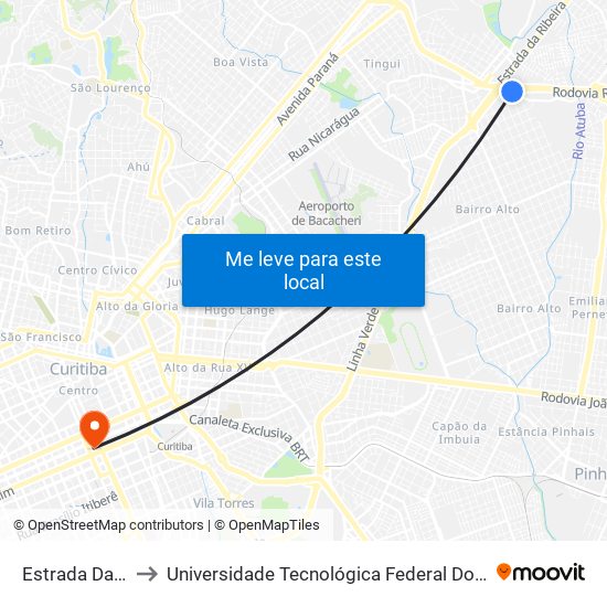 Estrada Da Graciosa, 200 to Universidade Tecnológica Federal Do Paraná - Campus Curitiba - Sede Centro map