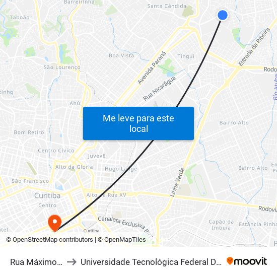 Rua Máximo João Kopp, 890 to Universidade Tecnológica Federal Do Paraná - Campus Curitiba - Sede Centro map