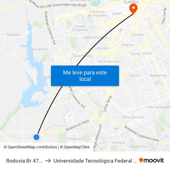 Rodovia Br 476 (Do Xisto), 11995 to Universidade Tecnológica Federal Do Paraná - Campus Curitiba - Sede Centro map