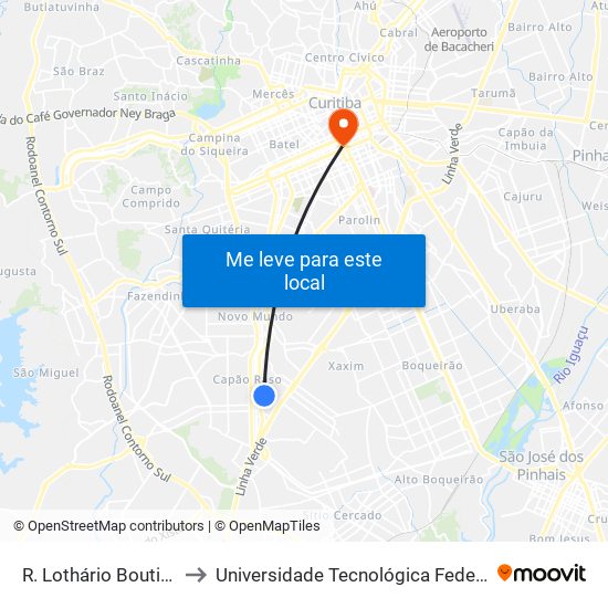 R. Lothário Boutin, 583 - Hospital Zilda Arns to Universidade Tecnológica Federal Do Paraná - Campus Curitiba - Sede Centro map