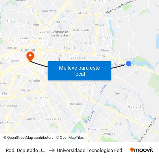 Rod. Deputado João Lepoldo Jacomel, 3757 to Universidade Tecnológica Federal Do Paraná - Campus Curitiba - Sede Centro map