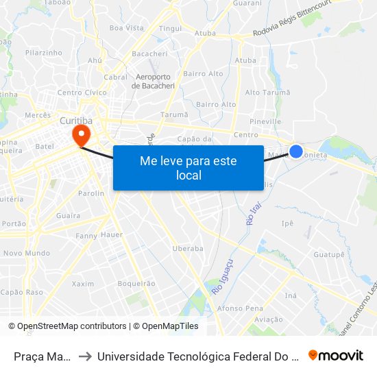 Praça Maria Antonieta to Universidade Tecnológica Federal Do Paraná - Campus Curitiba - Sede Centro map