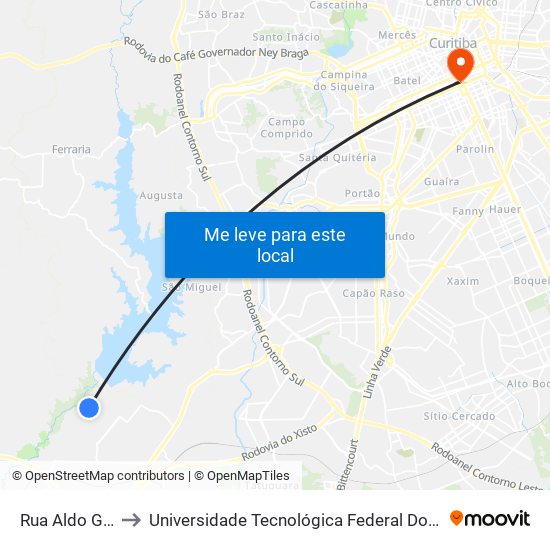 Rua Aldo Gabriel Dietrich to Universidade Tecnológica Federal Do Paraná - Campus Curitiba - Sede Centro map