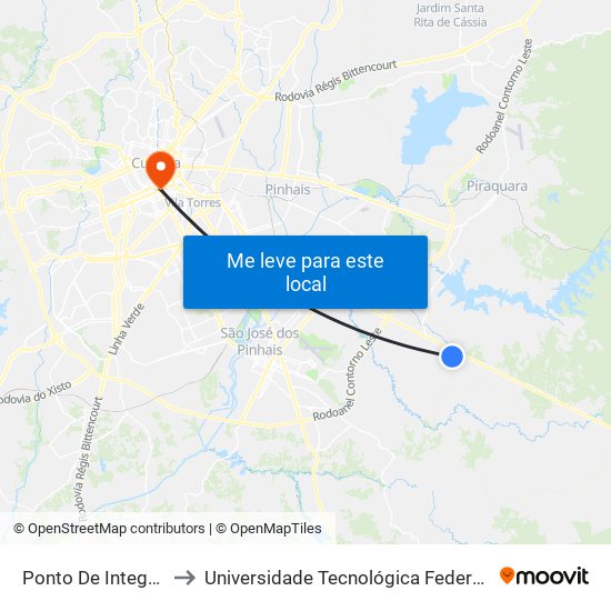 Ponto De Integração Borda Do Campo to Universidade Tecnológica Federal Do Paraná - Campus Curitiba - Sede Centro map