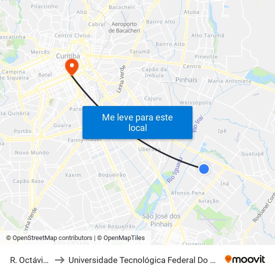 R. Octávio Cim, 1541 to Universidade Tecnológica Federal Do Paraná - Campus Curitiba - Sede Centro map