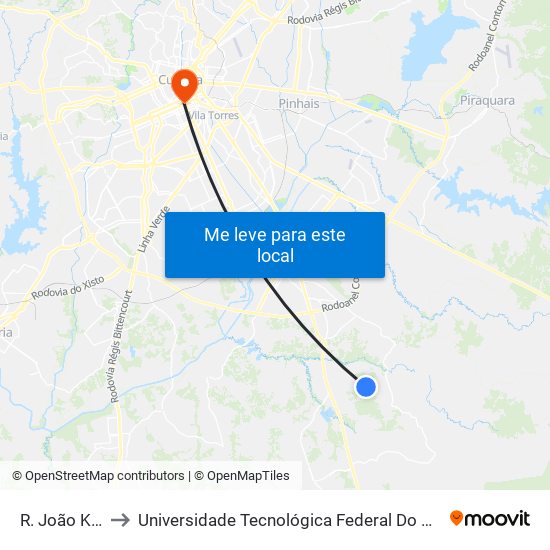 R. João Kosiak, 2212 to Universidade Tecnológica Federal Do Paraná - Campus Curitiba - Sede Centro map