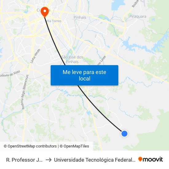 R. Professor Júlio Carvalho Gomes to Universidade Tecnológica Federal Do Paraná - Campus Curitiba - Sede Centro map