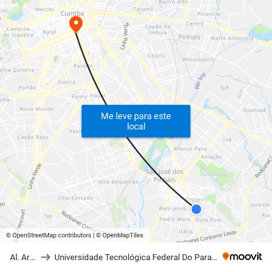 Al. Arpo, 369 to Universidade Tecnológica Federal Do Paraná - Campus Curitiba - Sede Centro map