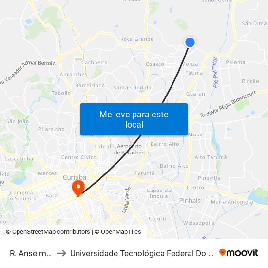 R. Anselmo Pavim, 389 to Universidade Tecnológica Federal Do Paraná - Campus Curitiba - Sede Centro map