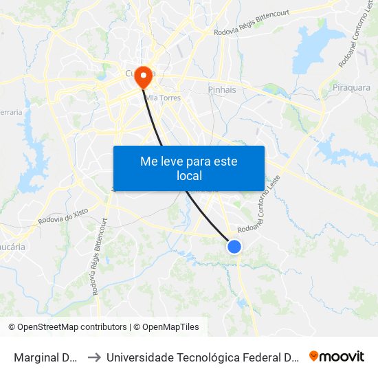 Marginal Da Br-376, 16611 to Universidade Tecnológica Federal Do Paraná - Campus Curitiba - Sede Centro map