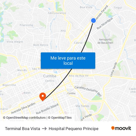 Terminal Boa Vista to Hospital Pequeno Príncipe map